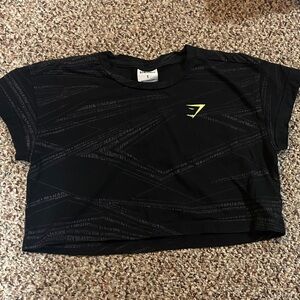 Gymshark Black Crop Top with Yellow Logo